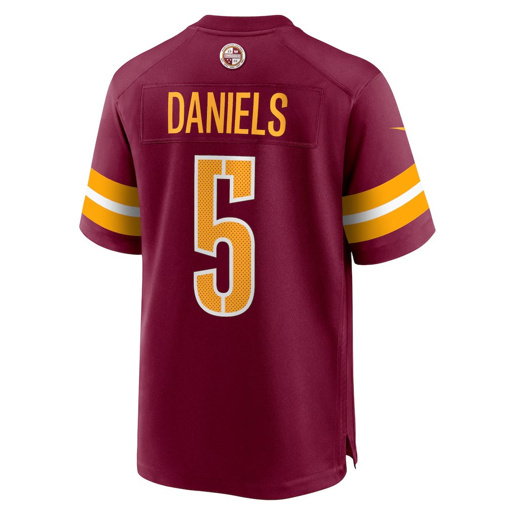 Leino W.Commanders #5 Jayden Daniels Burgundy Puhics Player Game Jersey