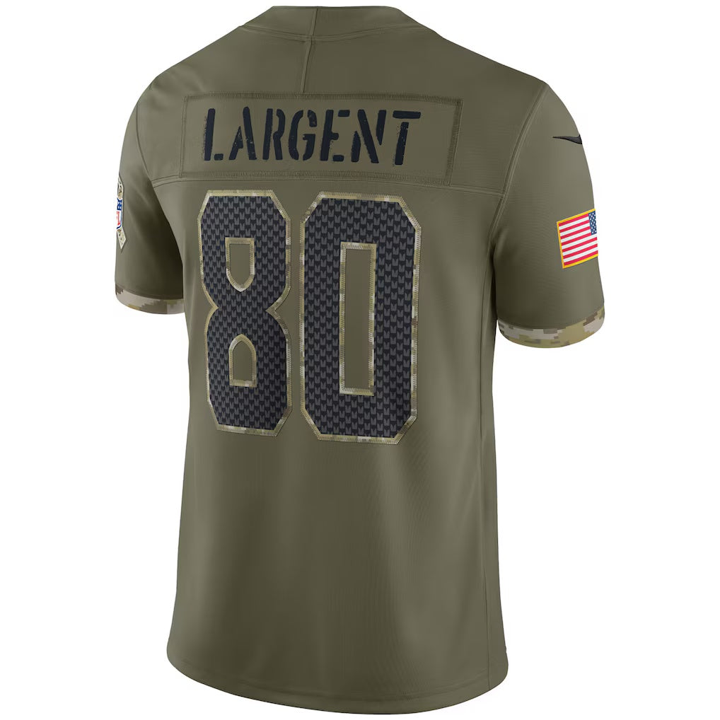 Leino S.Seahawks #80 Steve Largent Salute To Service Retired Player Limited Jersey - Olive