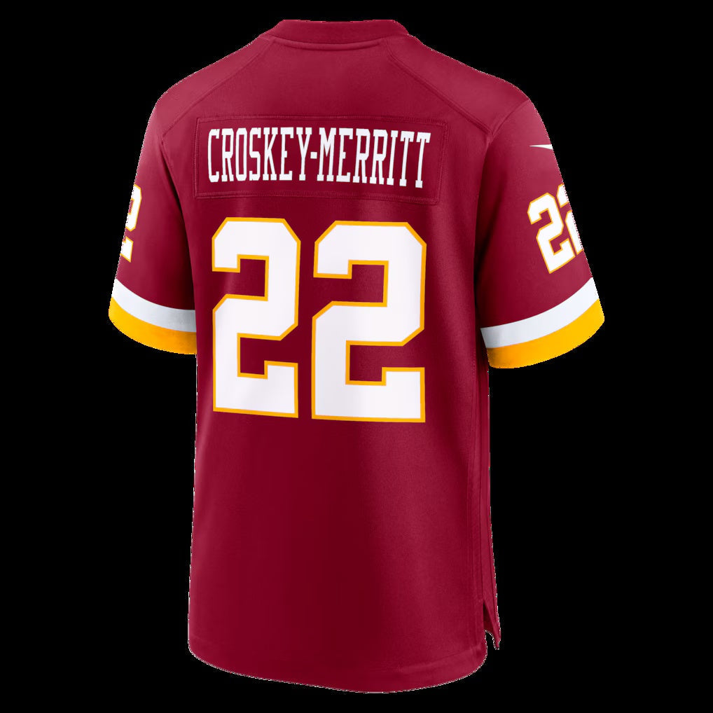 Leino W.Commanders #22 Jacory Croskey-Merritt Burgundy Puhics Game Jersey
