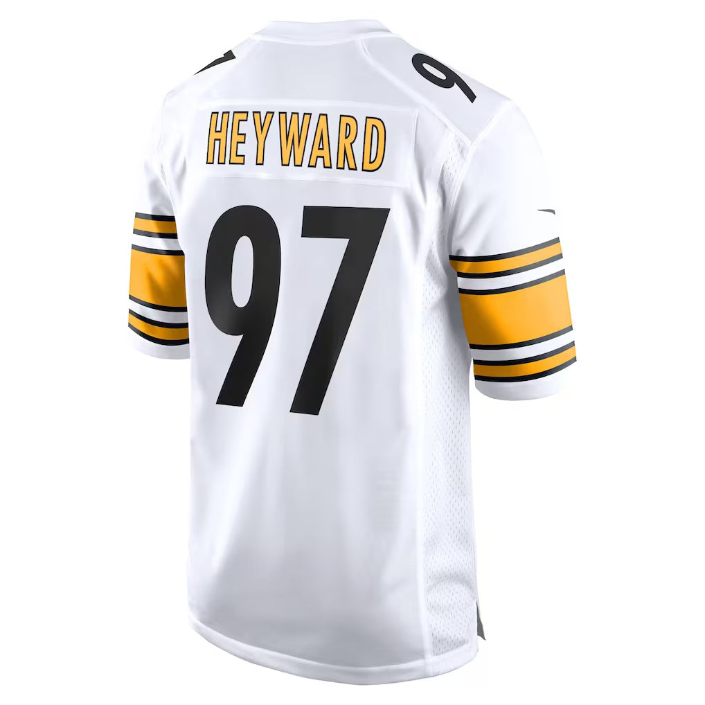 Leino P.Steelers #97 Cameron Heyward White  Game Road Jersey