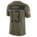 Leino SF.49ers #13 Brock Purdy Olive  2025 Salute to Service Limited Jersey