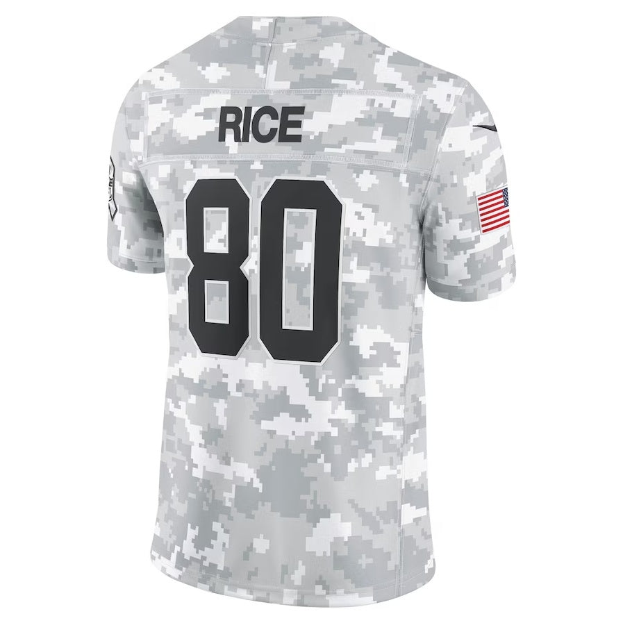 Leino SF.49ers #80 Jerry Rice Arctic Camo  2024 Salute to Service Retired Player Limited Jersey