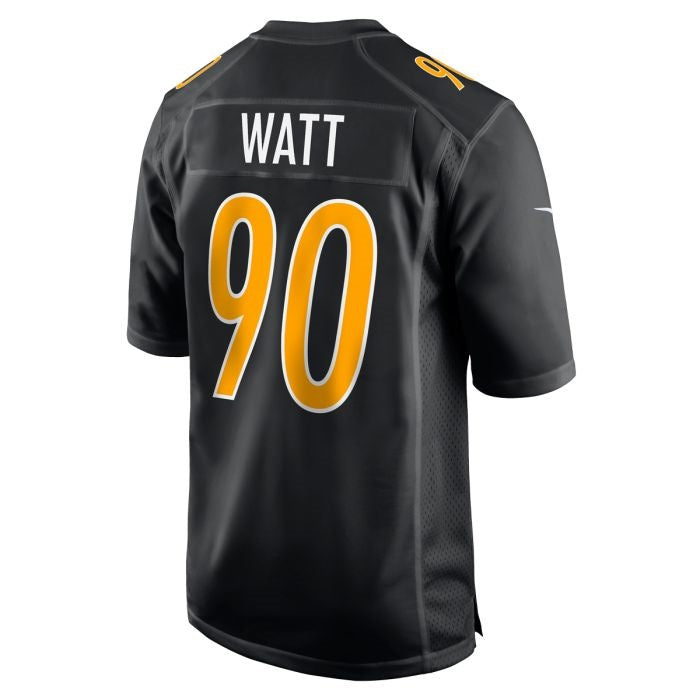 Leino P.Steelers #90 T.J. Watt Black  Replica Carbon Jersey