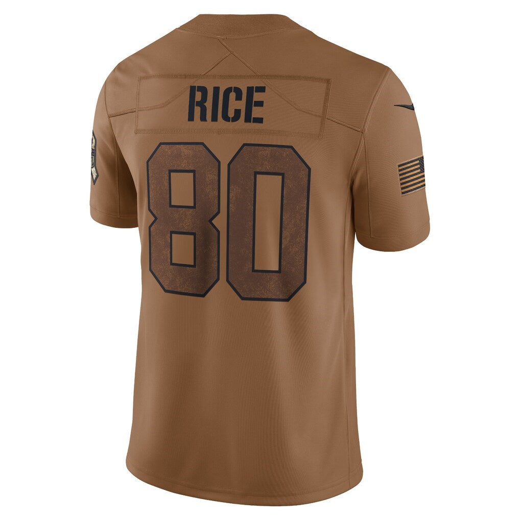 Leino SF.49ers #80 Jerry Rice Brown  Salute To Service Retired Player Limited Jersey