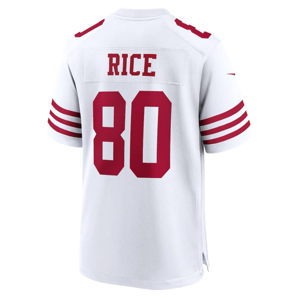 Leino SF.49ers #80 Jerry Rice White  Retired Player Game Jersey