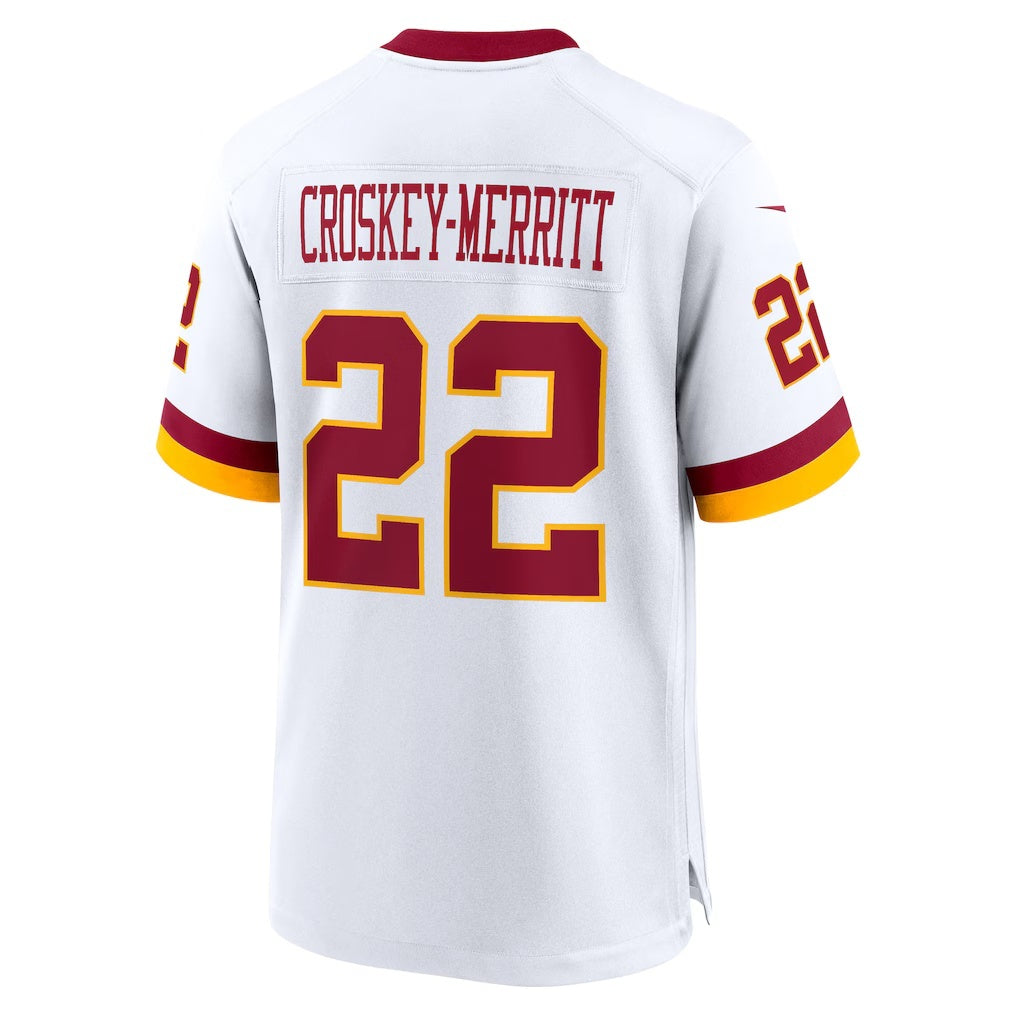 Leino W.Commanders #22 Jacory Croskey-Merritt White Puhics Game Jersey