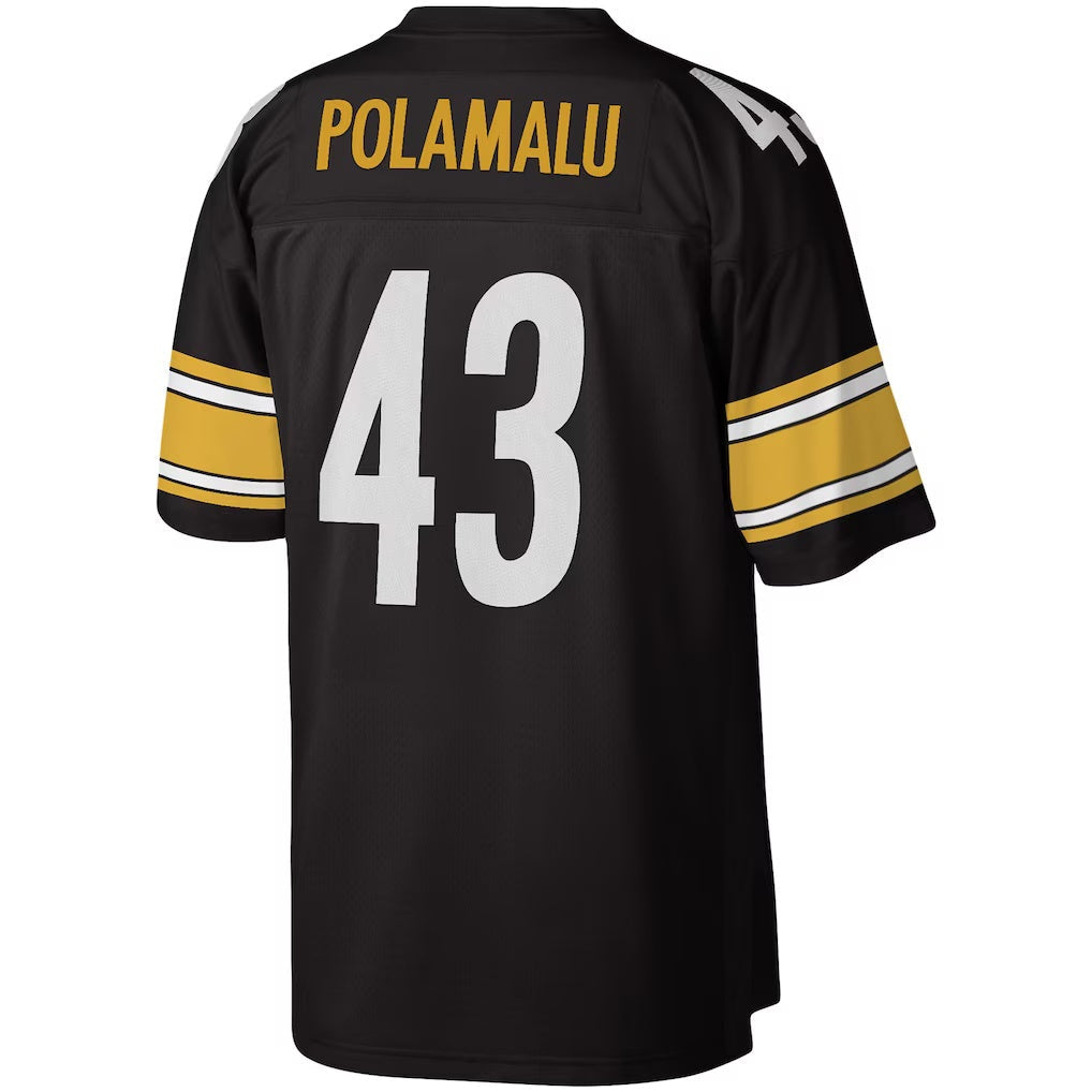 Leino P.Steelers #43 Troy Polamalu Mitchell & Ness Black  Legacy Replica Jersey 2