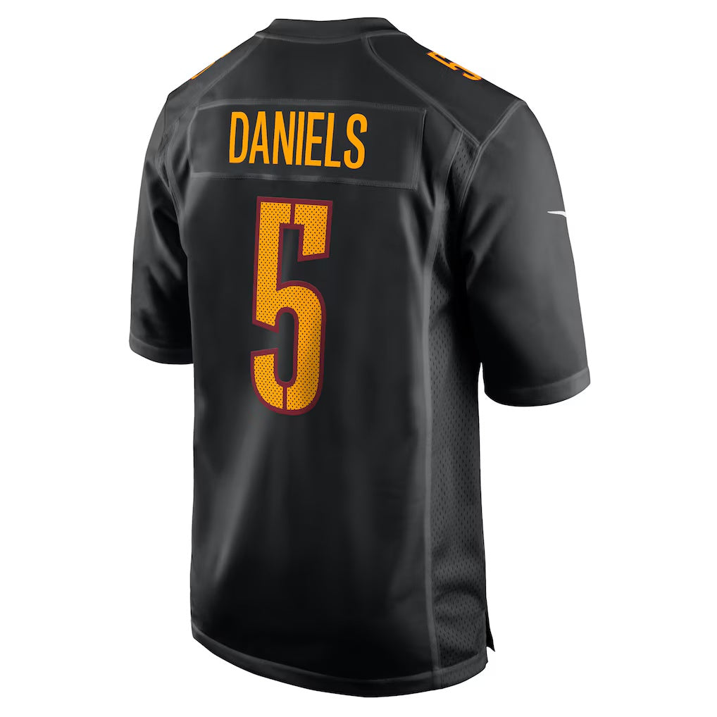 Leino W.Commanders #5 Jayden Daniels Carbon Black Puhics Fashion Jersey