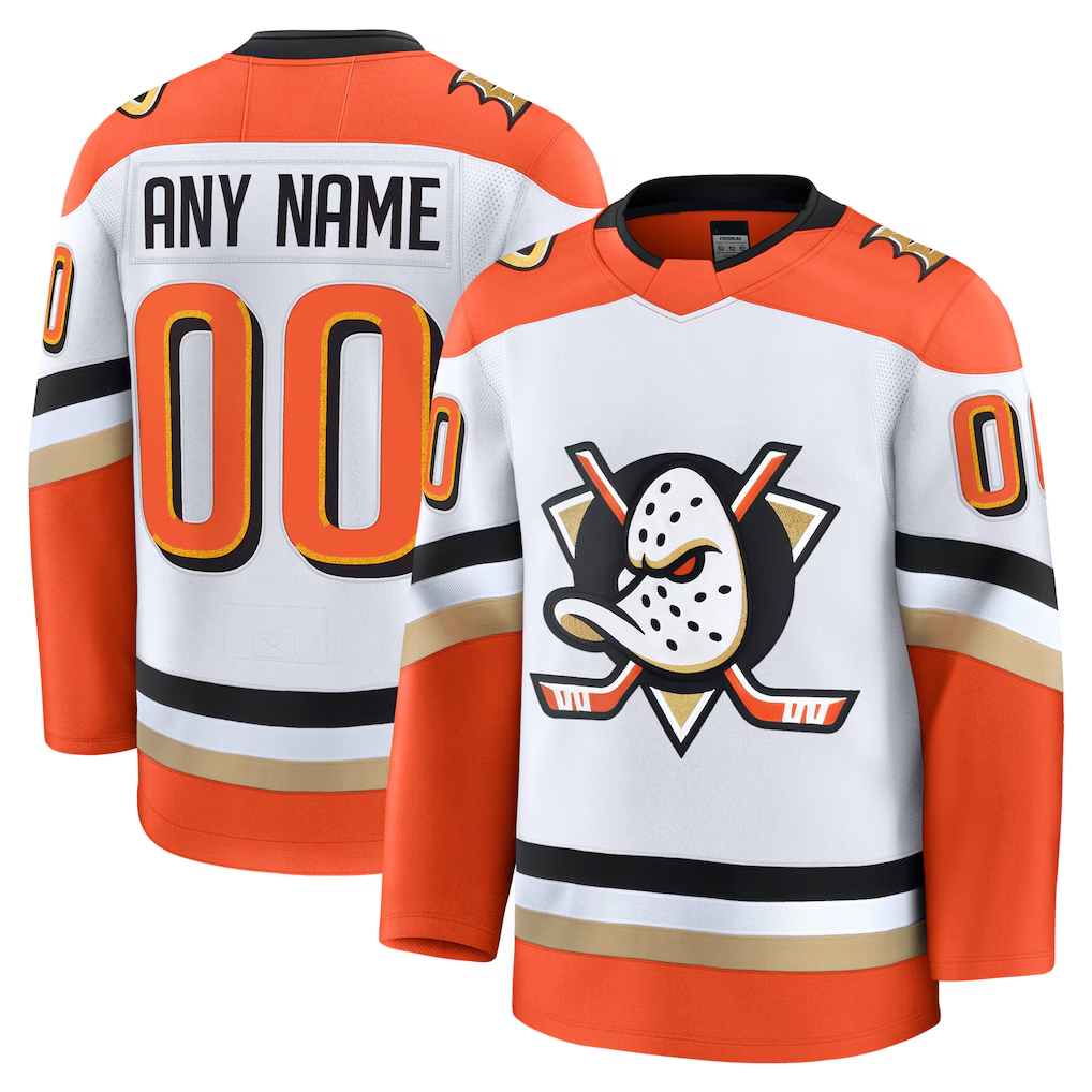 Leino Custom A.Ducks White Away Premium Jerseys