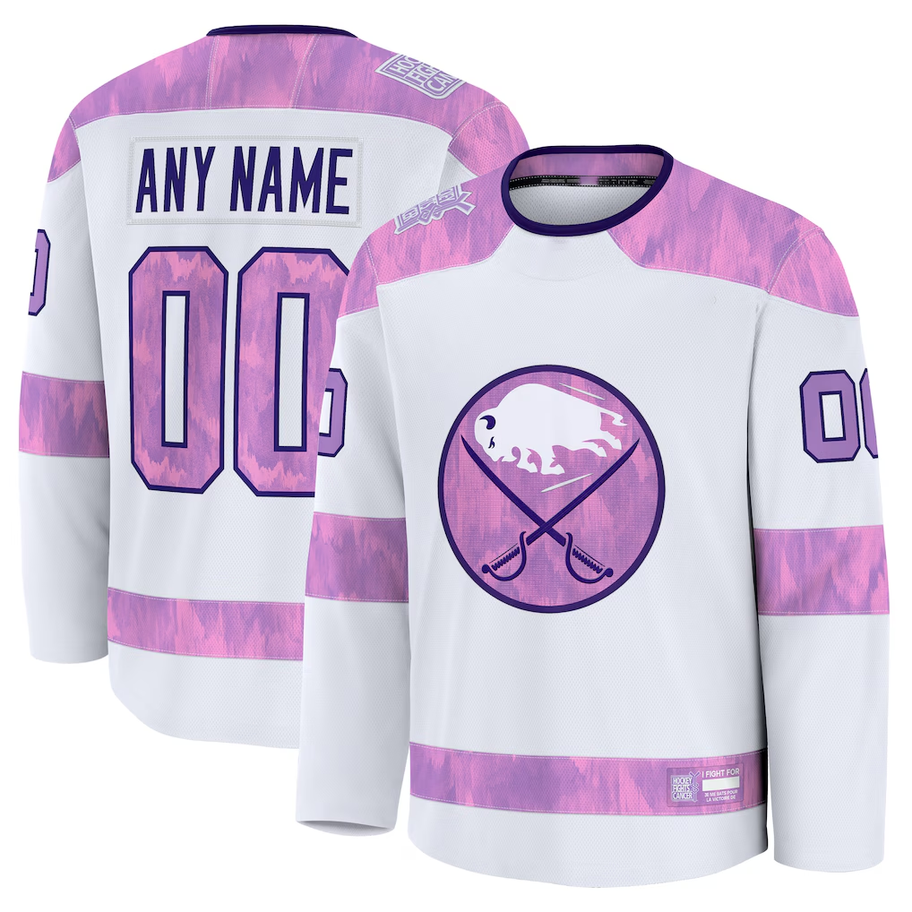 Leino Custom B.Sabres White 2024 Hockey Fights Cancer Practice Stitched Jerseys