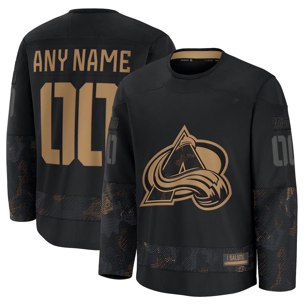 Leino Custom C.Avalanche Black 2024 Military Appreciation Practice Jerseys