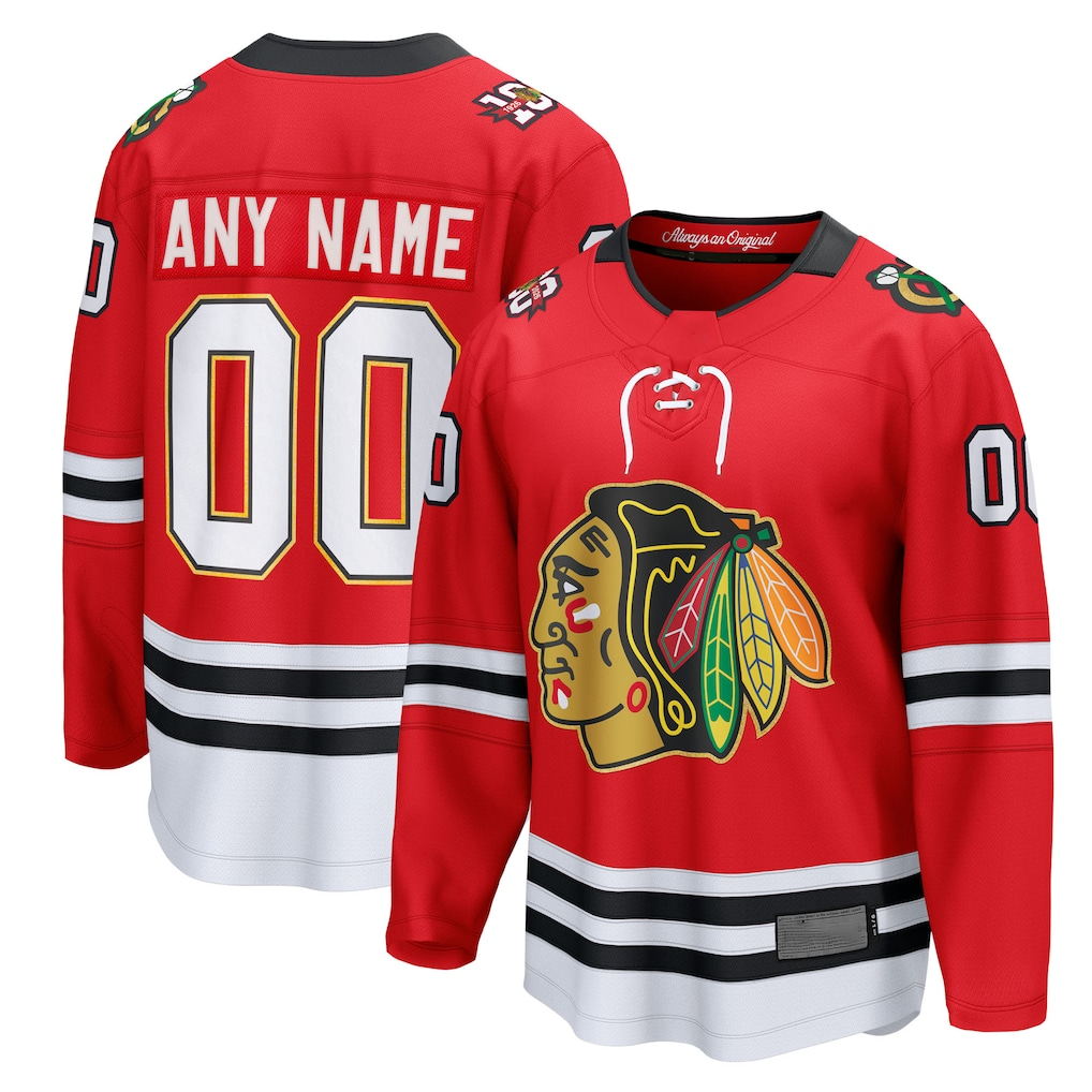 Leino Custom C.Blackhawks Red Centennial Breakaway Jerseys