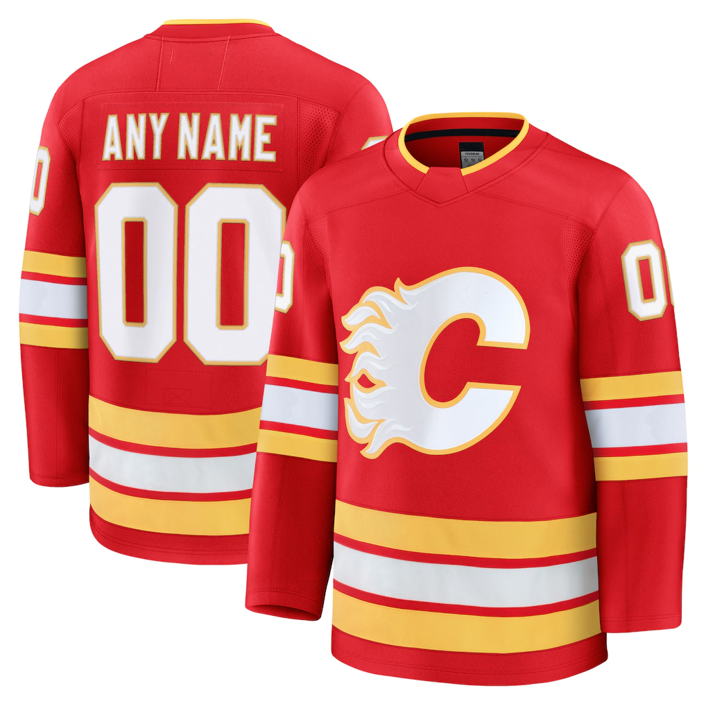 Leino Custom C.Flames Red Home Premium Jerseys
