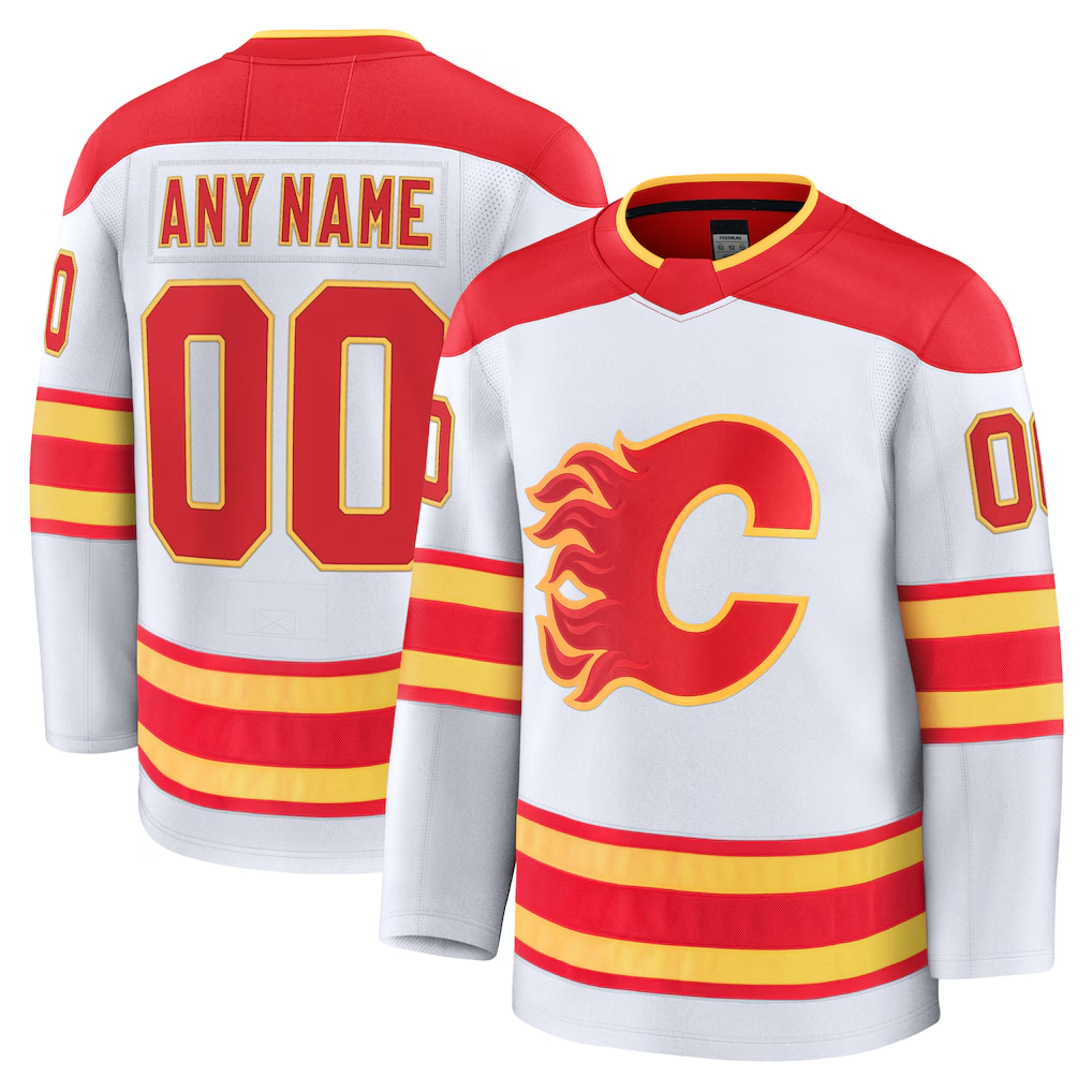 Leino Custom C.Flames White Away Premium Jerseys