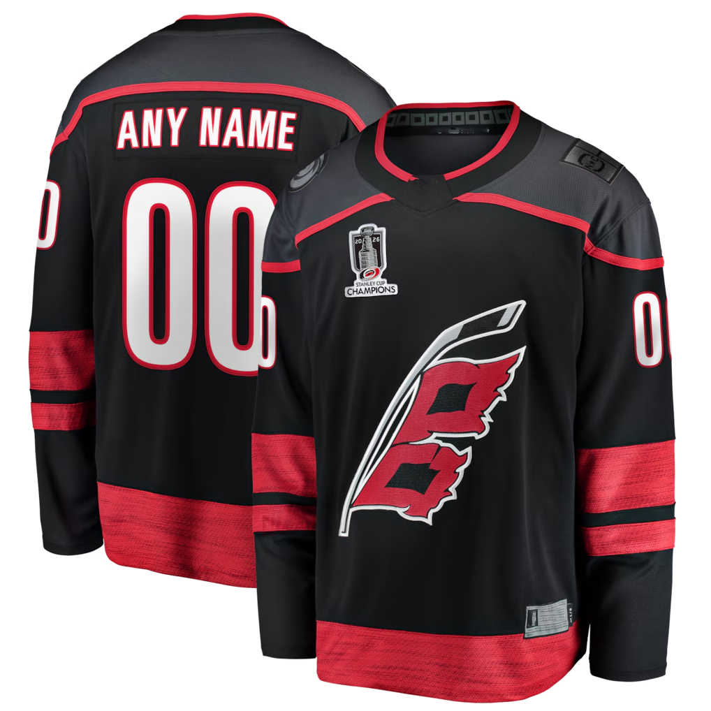 Leino Custom C.Hurricanes Black 2026 Stanley Cup Champions Home Breakaway Custom Stitched Jerseys