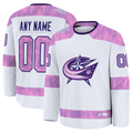 Leino Custom CB.Jackets White 2024 Hockey Fights Cancer Practice Jersey