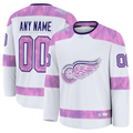 Leino Custom DR.Wings White 2024 Hockey Fights Cancer Practice Jerseys