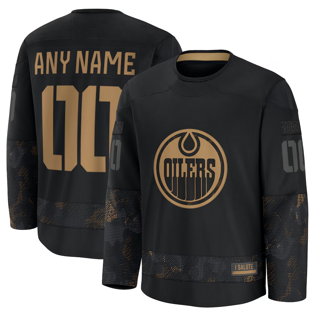 Leino Custom E.Oilers Black 2024 Military Appreciation Practice Jerseys