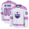 Leino Custom E.Oilers White 2024 Hockey Fights Cancer Practice Jerseys