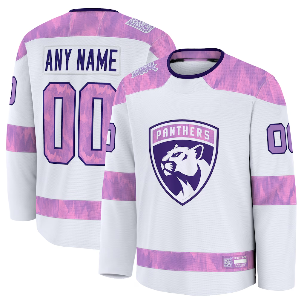 Leino Custom F.Panthers White 2024 Hockey Fights Cancer Practice Jerseys