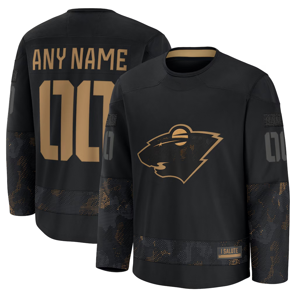 Leino Custom M.Wild Black 2024 Military Appreciation Practice Jerseys