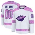 Leino Custom M.Wild White 2024 Hockey Fights Cancer Practice Jerseys