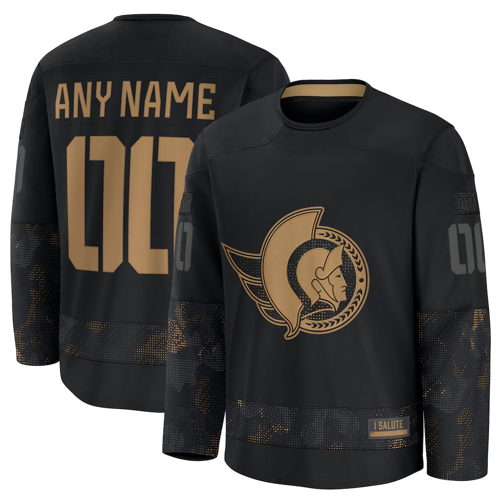 Leino Custom O.Senators Black 2024 Military Appreciation Practice Jerseys