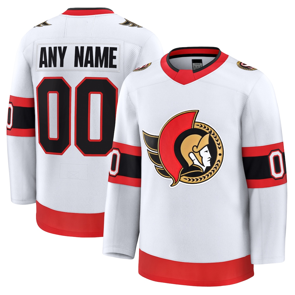 Leino Custom O.Senators White Away Premium Jerseys