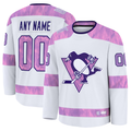 Leino Custom P.Penguins White 2024 Hockey Fights Cancer Jerseys