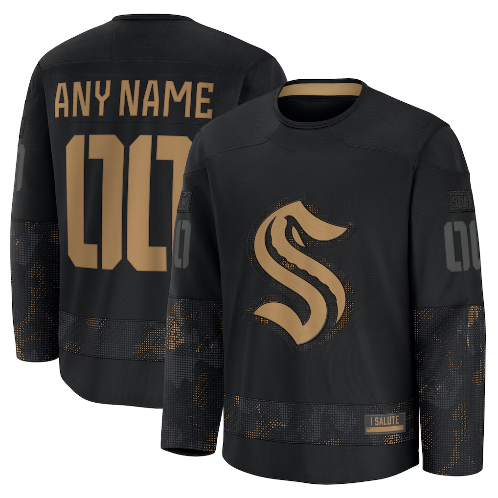 Leino Custom S.Kraken Black 2024 Military Appreciation Practice Jerseys