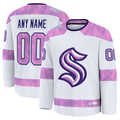 Leino Custom S.Kraken White 2024 Hockey Fights Cancer Practice Jerseys