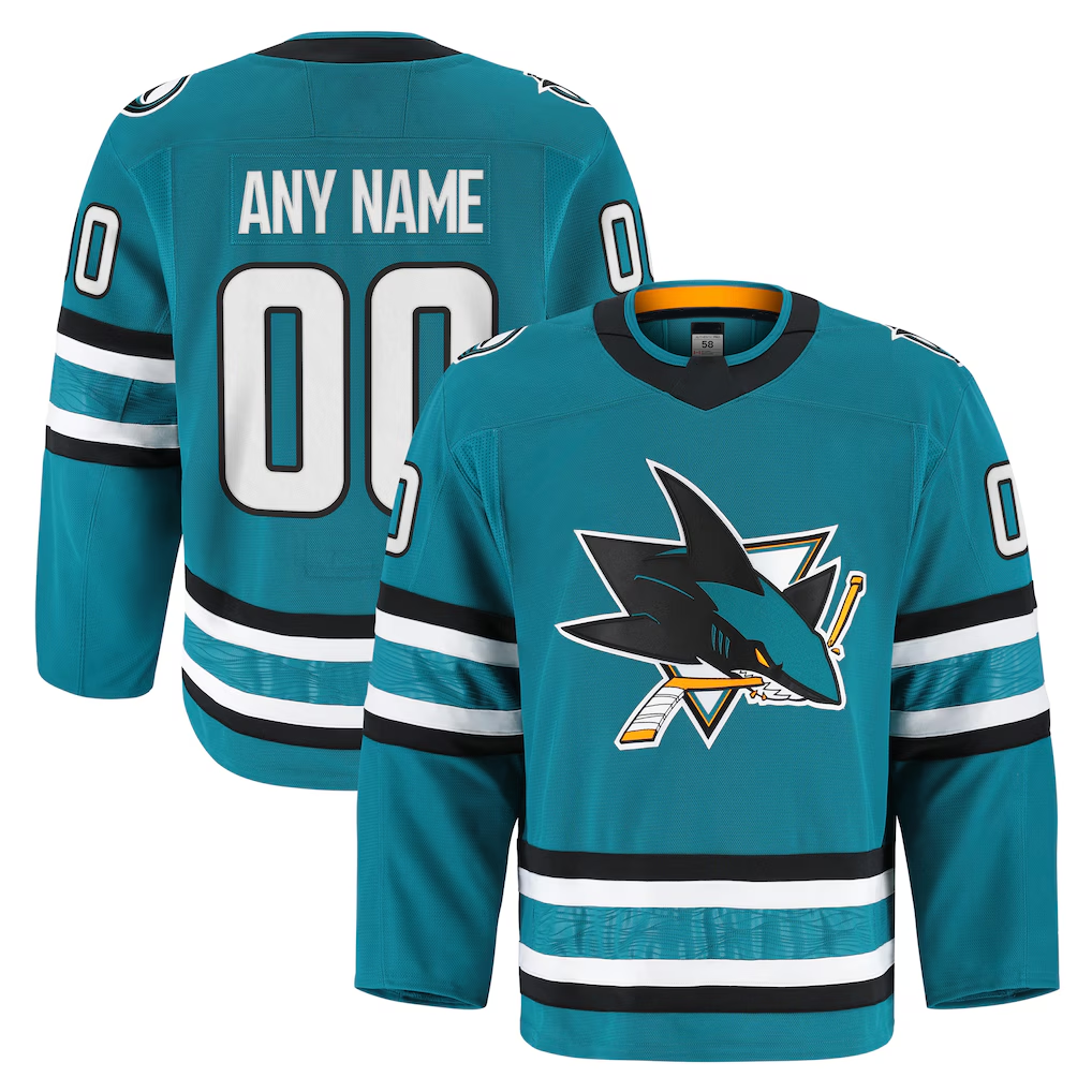 Leino Custom SJ.Sharks Teal Home Authentic Pro Jerseys