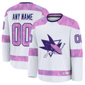 Leino Custom SJ.Sharks White 2024 Hockey Fights Cancer Practice Jerseys