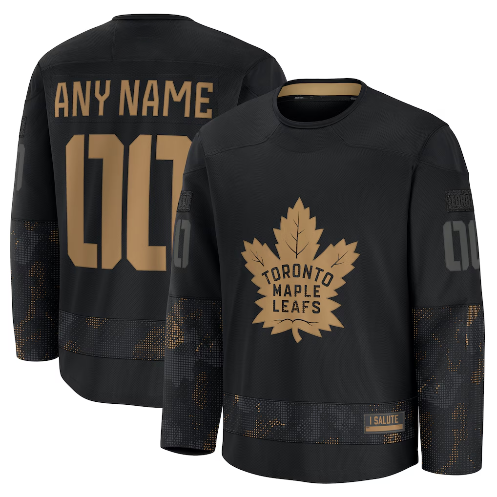 Leino Custom TM.Leafs Black 2024 Military Appreciation Practice Jerseys