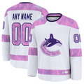 Leino Custom V.Canucks White 2024 Hockey Fights Cancer Practice Jerseys