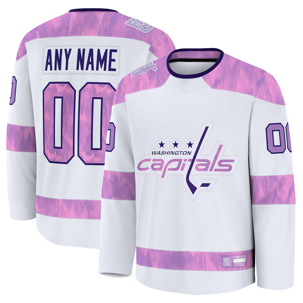 Leino Custom W.Capitals White 2024 Hockey Fights Cancer Practice Jerseys