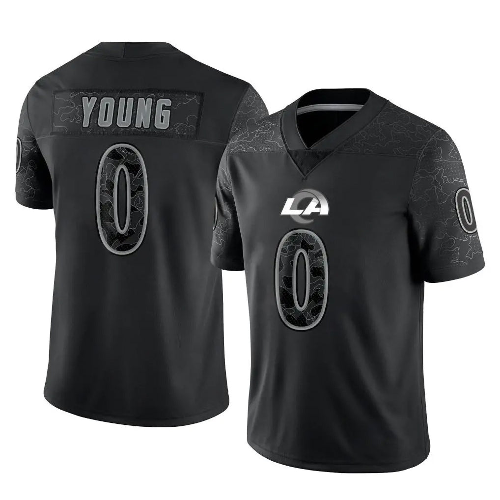 Leino LA.Rams #0 Byron Young Player Black Limited Reflective Home Game Stitched Jerseys