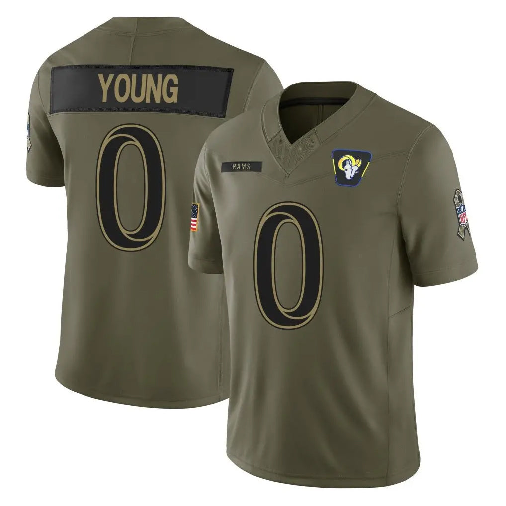 Leino LA.Rams #0 Byron Young Player Olive 2025 Salute To Service Limited Game Stitched Jerseys