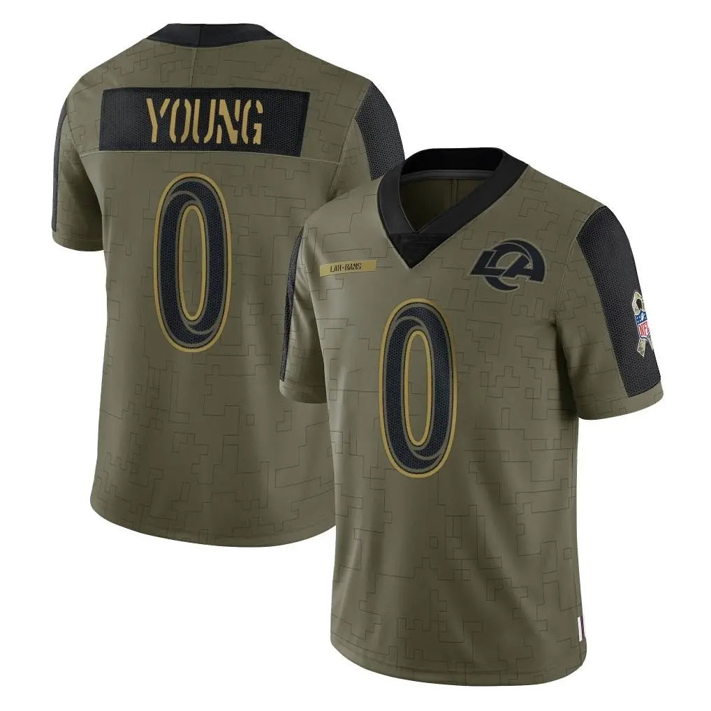 Leino LA.Rams #0 Byron Young Player Olive Salute To Service Limited Game Stitched Jerseys