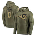 Leino LA.Rams #0 Byron Young Player Olive Salute to Service Pullover Hoodies Home Game Stitched Jerseys