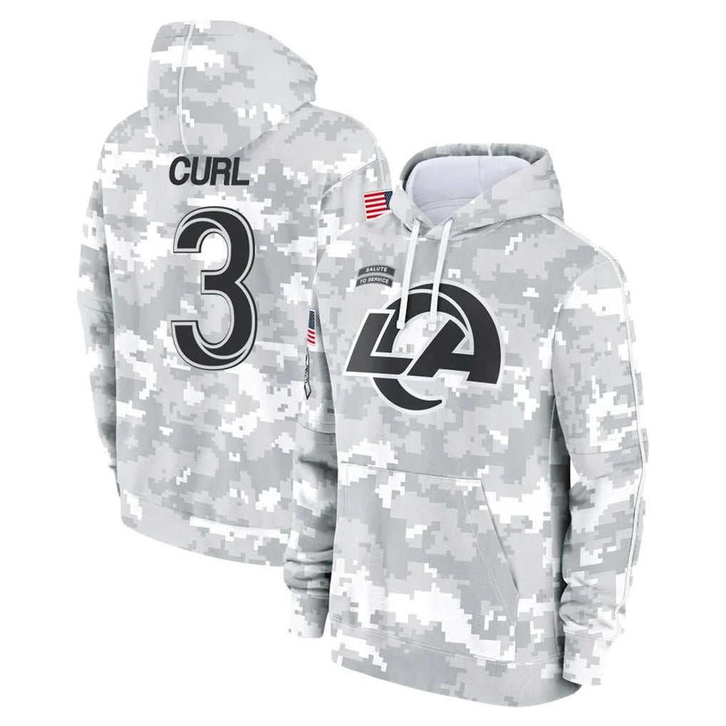 Leino LA.Rams #3 Kam Curl Player Arctic Camo Salute to Service Hoodies Limited Game Stitched Jerseys