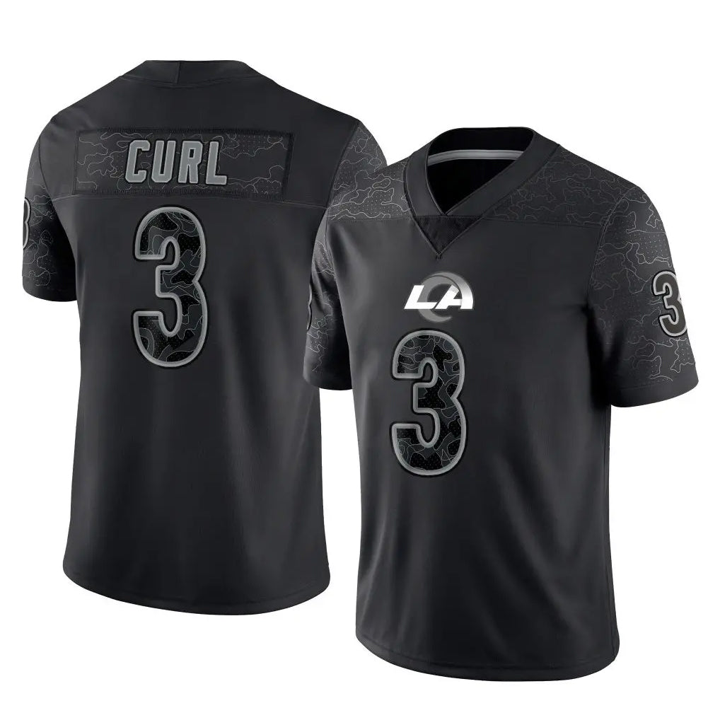Leino LA.Rams #3 Kam Curl Player Black Limited Reflective Home Game Stitched Jerseys