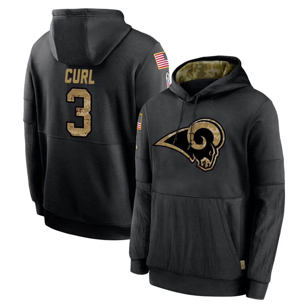 Leino LA.Rams #3 Kam Curl Player Black Salute to Service Hoodies Limited Game Stitched Jerseys