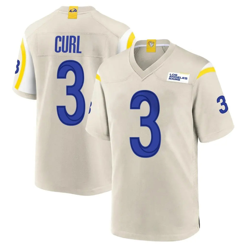Leino LA.Rams #3 Kam Curl Player Bone Home Game Stitched Jerseys