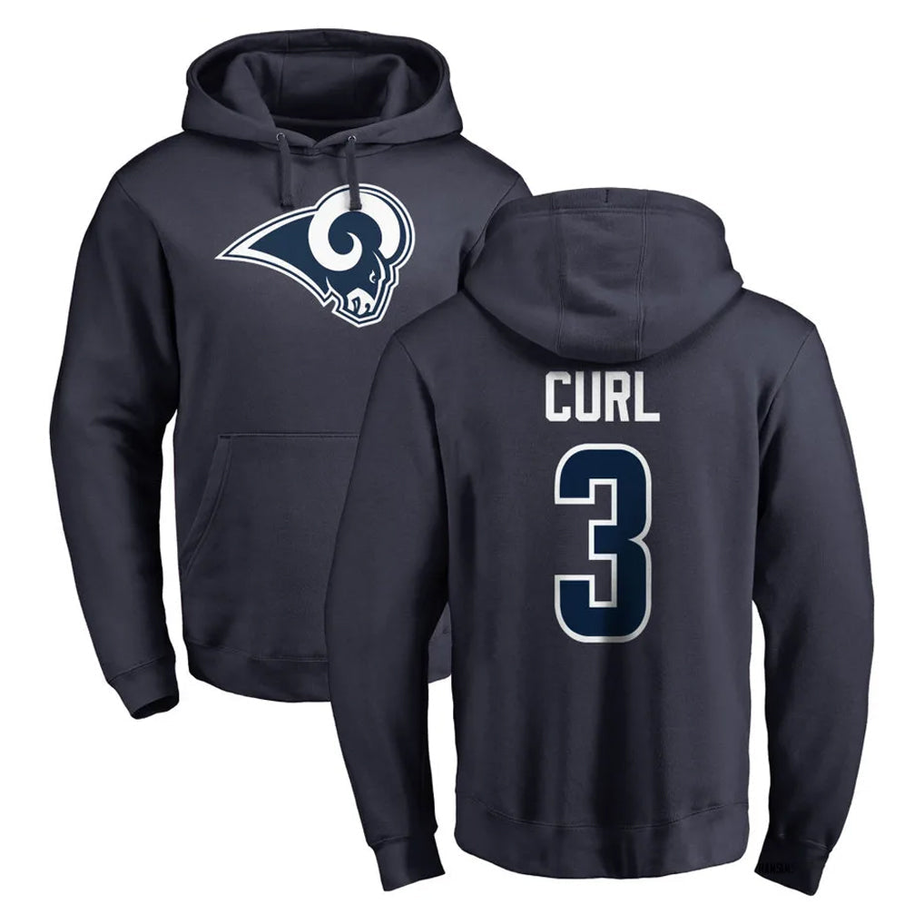 Leino LA.Rams #3 Kam Curl Player Navy Pullover Hoodie Limited Game Stitched Jerseys