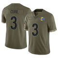Leino LA.Rams #3 Kam Curl Player Olive Salute To Service Limited Stitched Jerseys