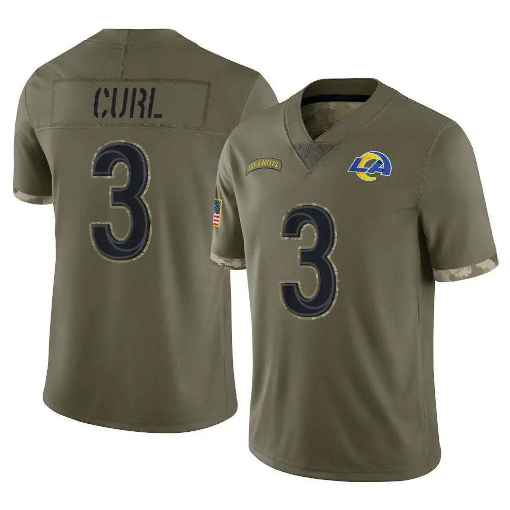 Leino LA.Rams #3 Kam Curl Player Olive Salute To Service Limited Stitched Jerseys