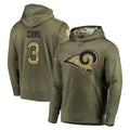 Leino LA.Rams #3 Kam Curl Player Olive Salute to Service Pullover Hoodies Home Game Stitched Jerseys