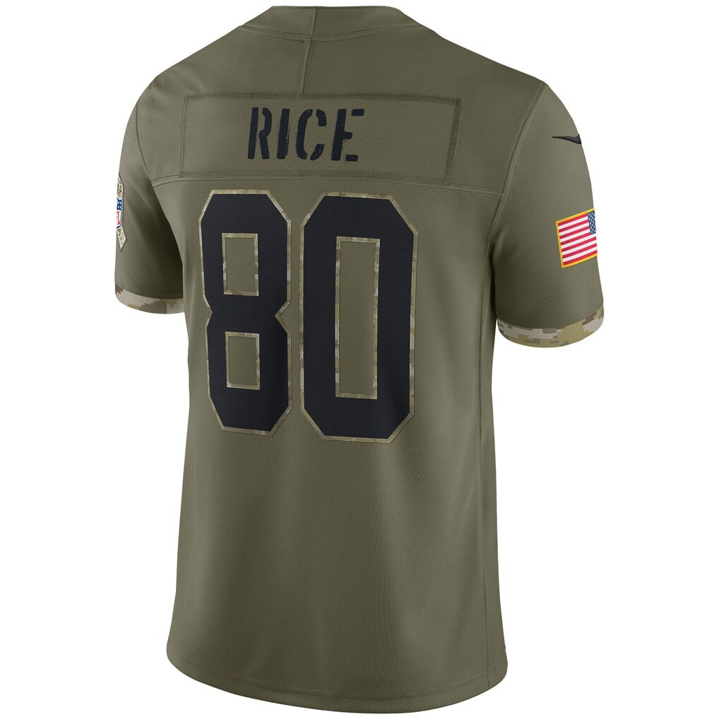 Leino SF.49ers #80 Jerry Rice Olive  Salute To Service Retired Player Limited Jersey