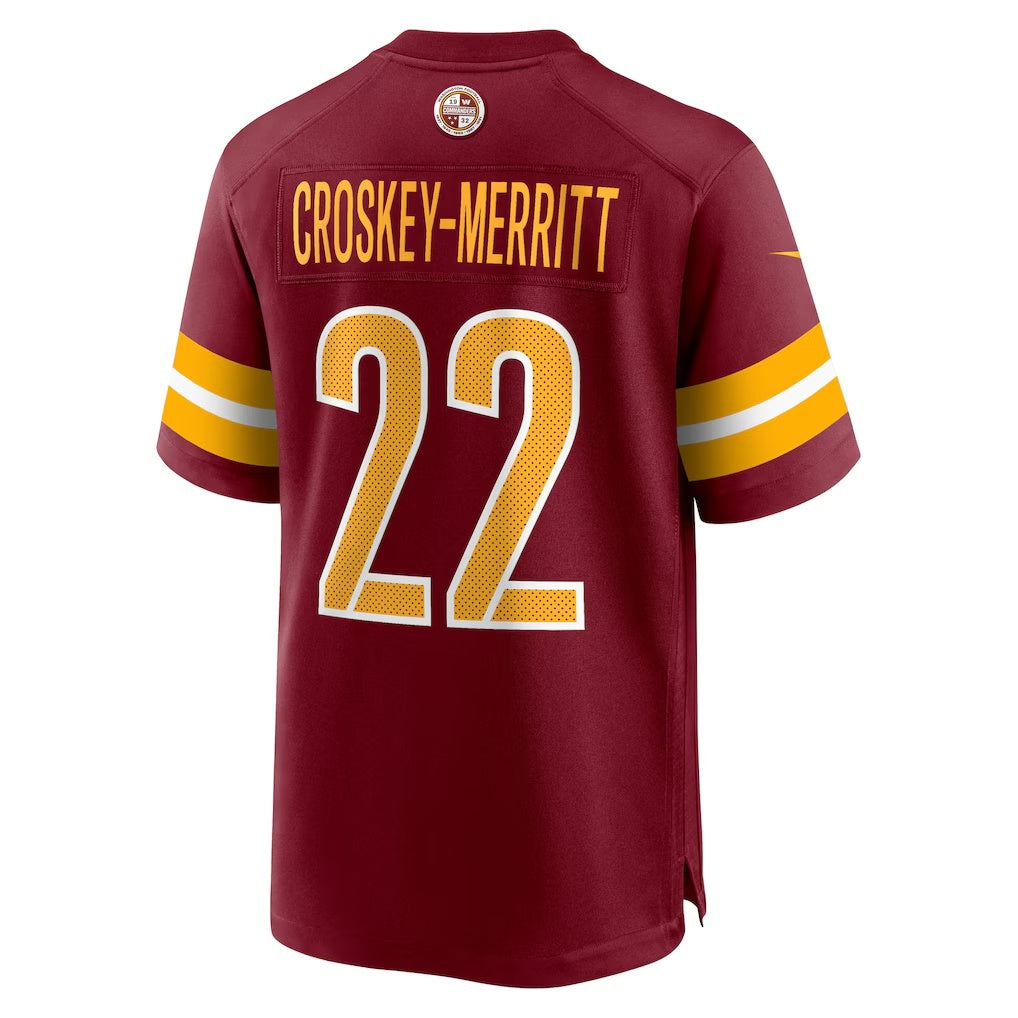Leino W.Commanders #22 Jacory Croskey-Merritt Burgundy Puhics Team Game Jersey